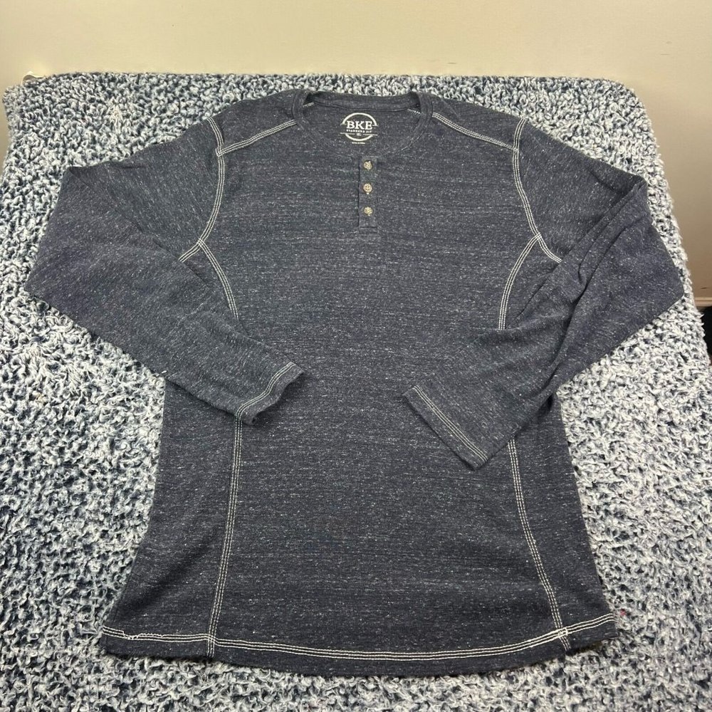 BKE Buckle Hall Henley SHirt Mens Extra Large XL Standard Fit Long Sleeve Casual
